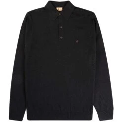 Gabicci Vintage 1973 Francesco Long Sleeved Polo Shirt - Black