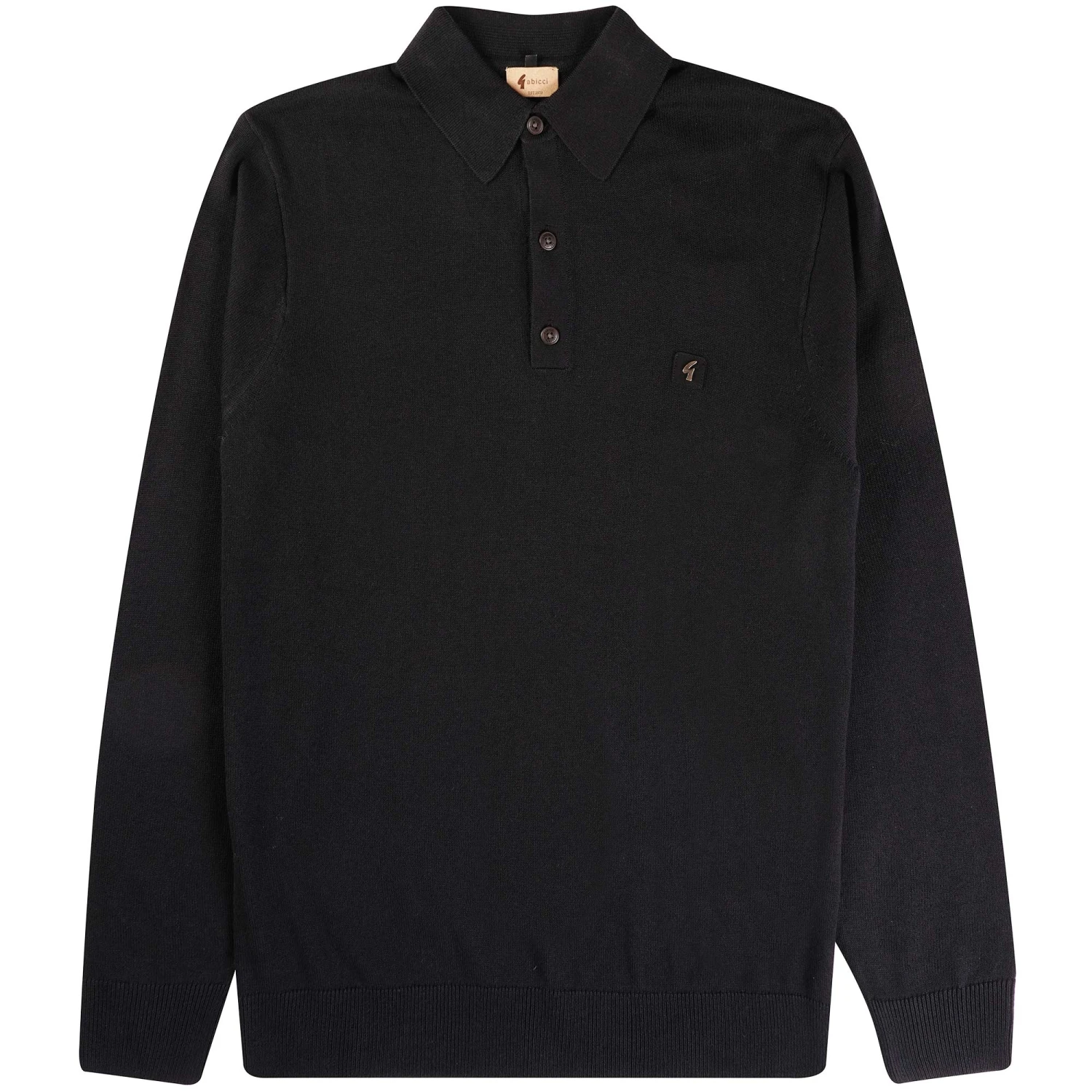 Gabicci Vintage 1973 Francesco Long Sleeved Polo Shirt - Black 1 Gabicci Vintage 1973 Francesco Long Sleeved Polo Shirt - Black