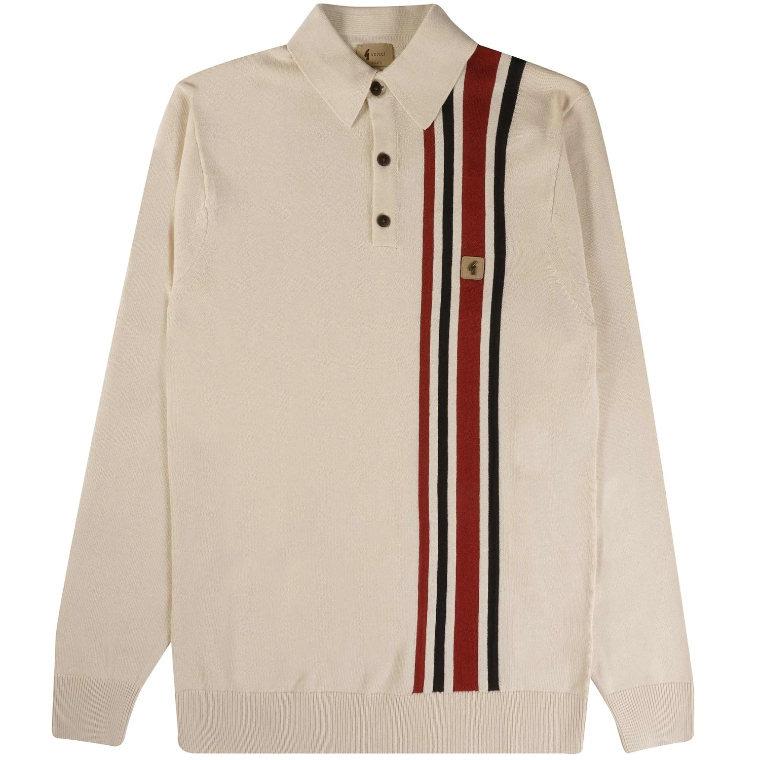 Gabicci Vintage 1973 Soda Long Sleeved Polo Shirt - Cream 1 Gabicci Vintage 1973 Soda Long Sleeved Polo Shirt - Cream