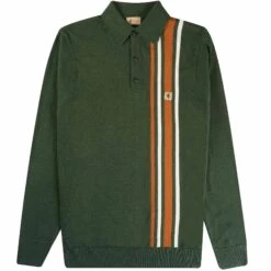 Gabicci Vintage 1973 Soda Long Sleeved Polo Shirt - Forest