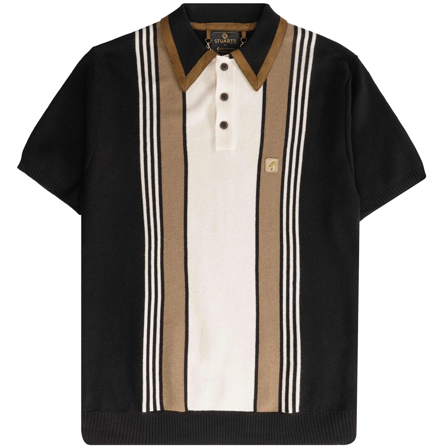 Gabicci Vintage 1973 X Stuarts Searle Polo Shirt - Black 1 Gabicci Vintage 1973 X Stuarts Searle Polo Shirt - Black