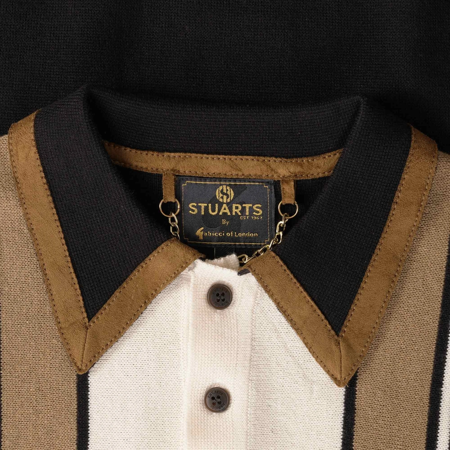 Gabicci Vintage 1973 X Stuarts Searle Polo Shirt - Black 2 Gabicci Vintage 1973 X Stuarts Searle Polo Shirt - Black - Image 2