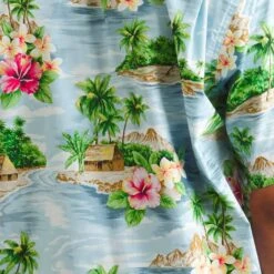 Go Barefoot Convertible-Collar Printed Cotton Shirt - Fiji Powder -Stuarts Fashion Store go barefoot convertible collar printed cotton shirt fiji powder p60515 886691 image