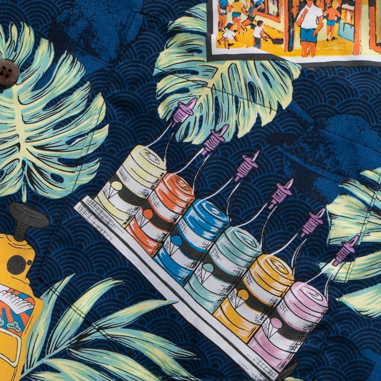 Go Barefoot Convertible-Collar Printed Cotton Shirt - Moto Navy 3 Go Barefoot Convertible-Collar Printed Cotton Shirt - Moto Navy - Image 3