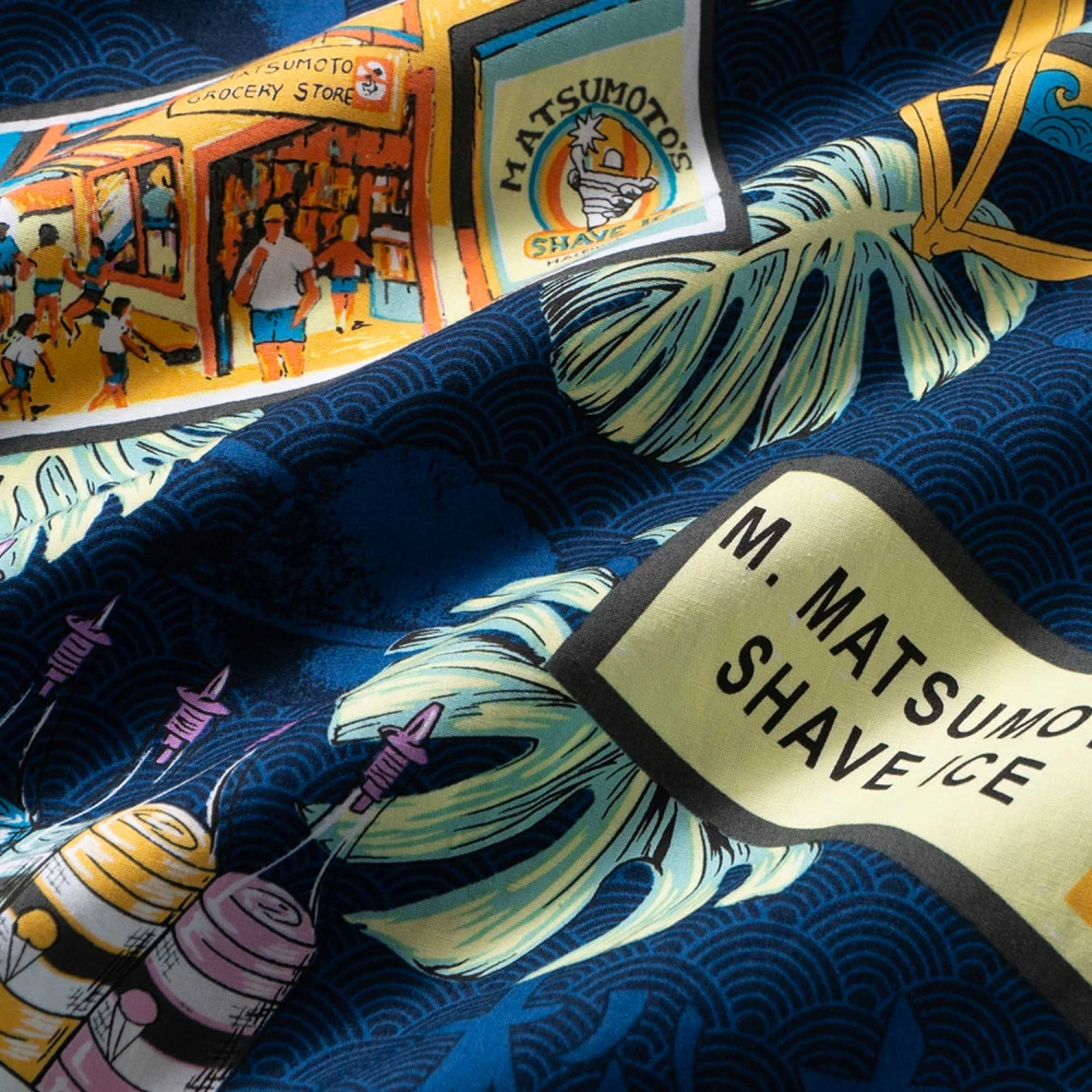 Go Barefoot Convertible-Collar Printed Cotton Shirt - Moto Navy 4 Go Barefoot Convertible-Collar Printed Cotton Shirt - Moto Navy - Image 4