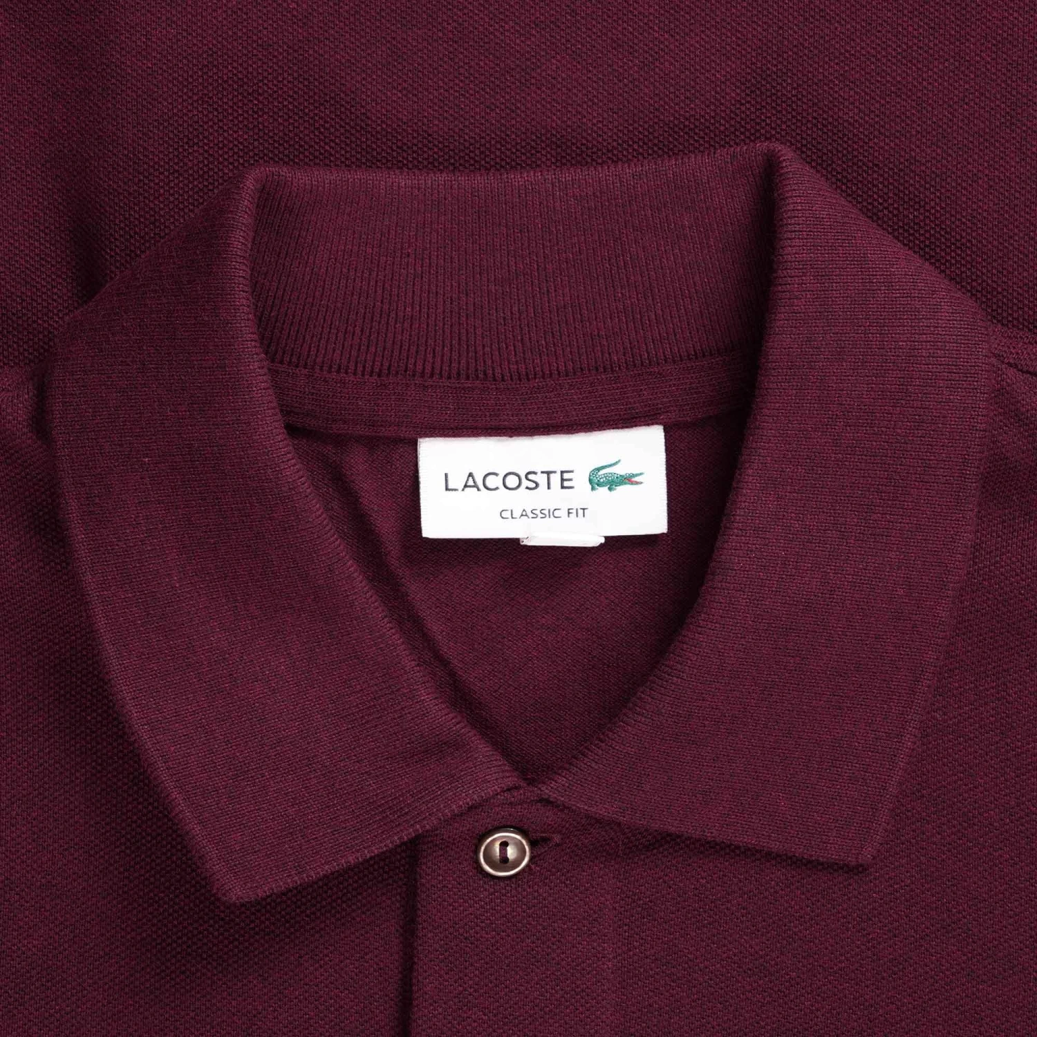 Lacoste L.12.12 Long Sleeve Heathered Cotton Polo Shirt - Bordeaux 2 Lacoste L.12.12 Long Sleeve Heathered Cotton Polo Shirt - Bordeaux - Image 2