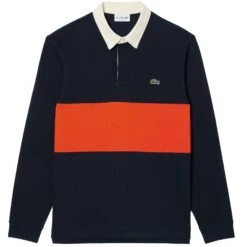 Lacoste Rugby-Style Colour Block Polo Shirt - Navy