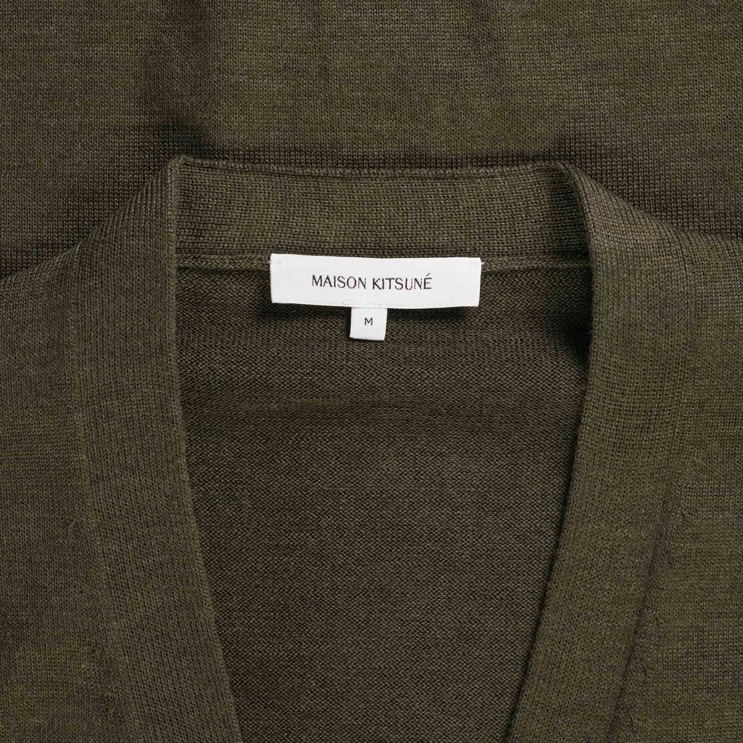 Maison Kitsune Bold Fox Head Patch Cardigan - Khaki 2 Maison Kitsune Bold Fox Head Patch Cardigan - Khaki - Image 2