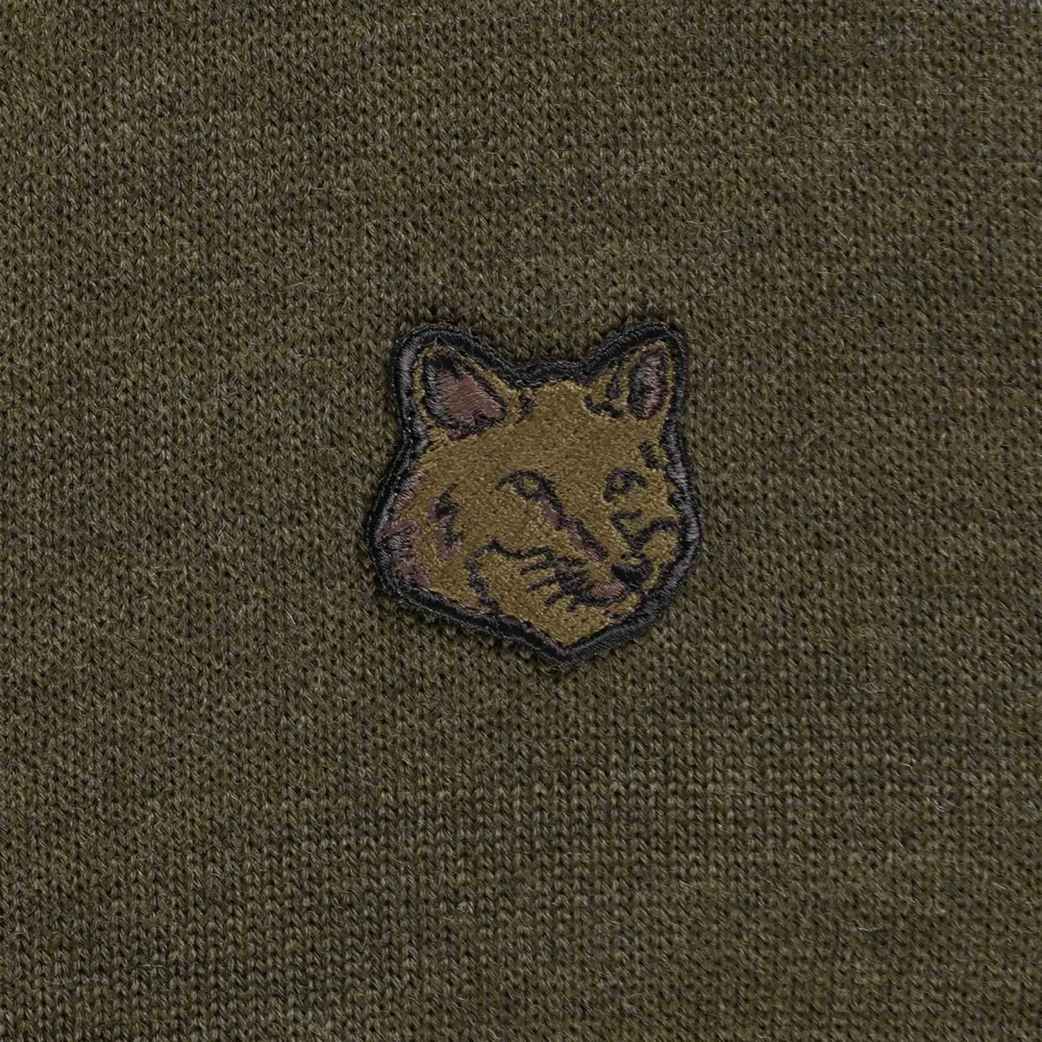 Maison Kitsune Bold Fox Head Patch Cardigan - Khaki 3 Maison Kitsune Bold Fox Head Patch Cardigan - Khaki - Image 3