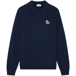 Maison Kitsune Dressed Fox Patch Regular Polo Jumper - Navy