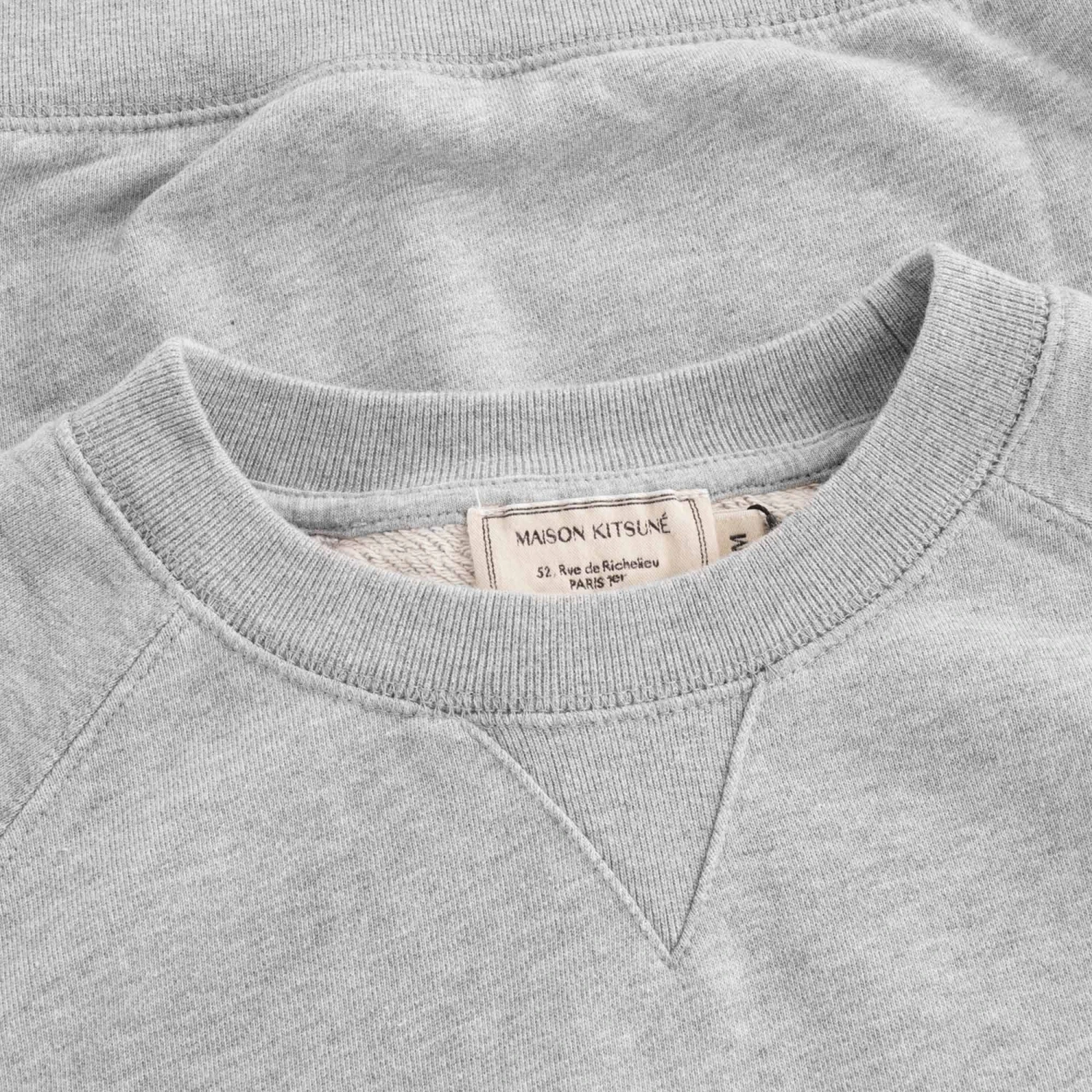 Maison Kitsune Fox Head Patch Sweatshirt - Grey Melange 2 Maison Kitsune Fox Head Patch Sweatshirt - Grey Melange - Image 2