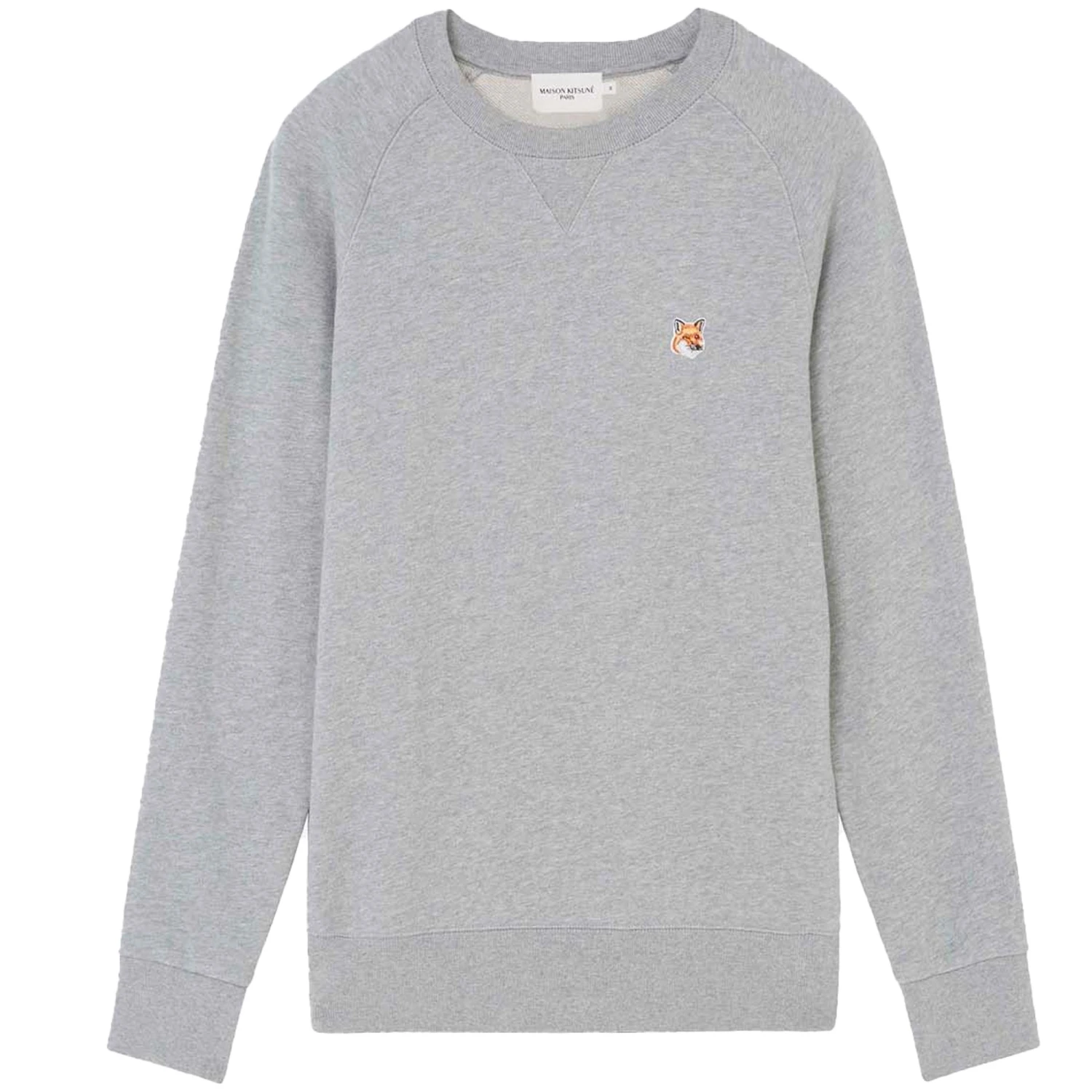 Maison Kitsune Fox Head Patch Sweatshirt - Grey Melange 1 Maison Kitsune Fox Head Patch Sweatshirt - Grey Melange