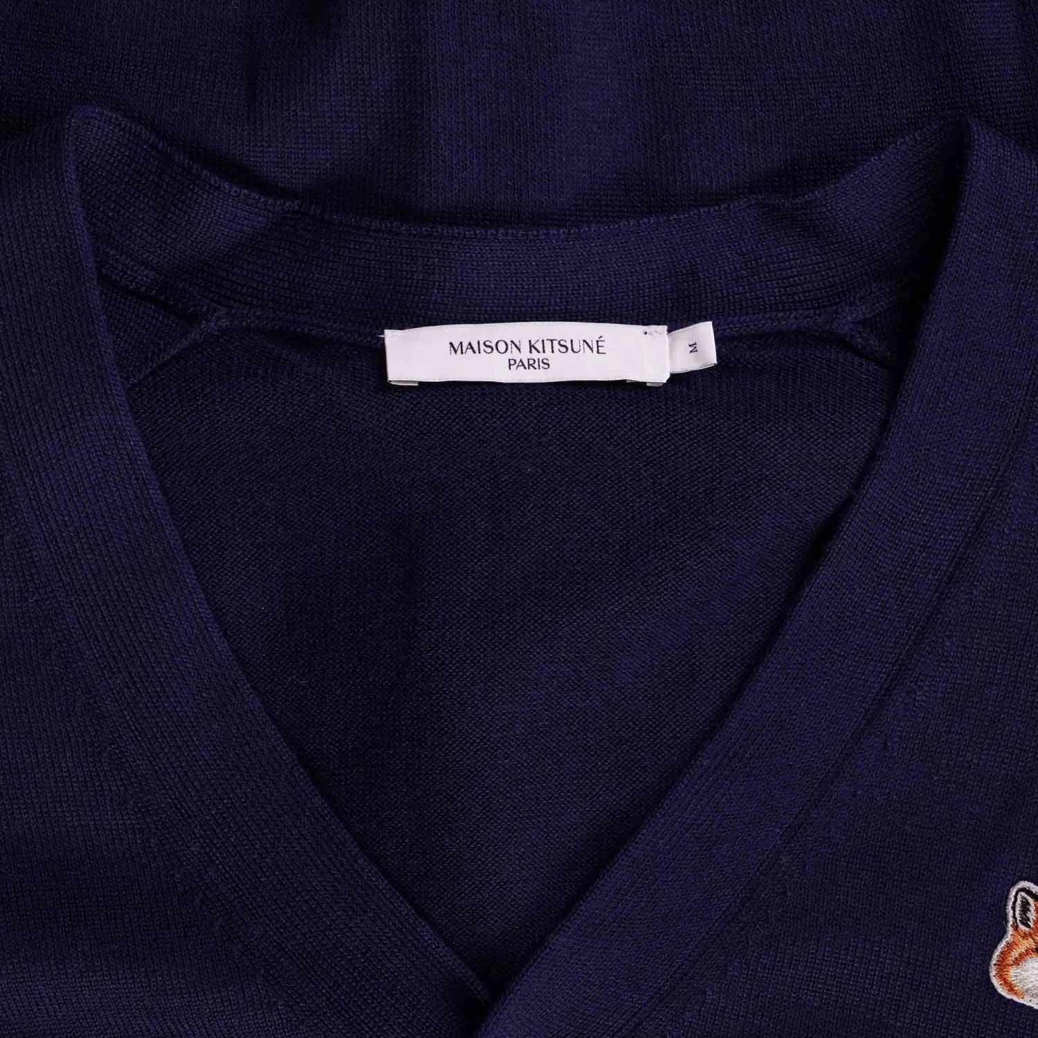 Maison Kitsune Fox Patch Classic Cardigan - Navy 2 Maison Kitsune Fox Patch Classic Cardigan - Navy - Image 2