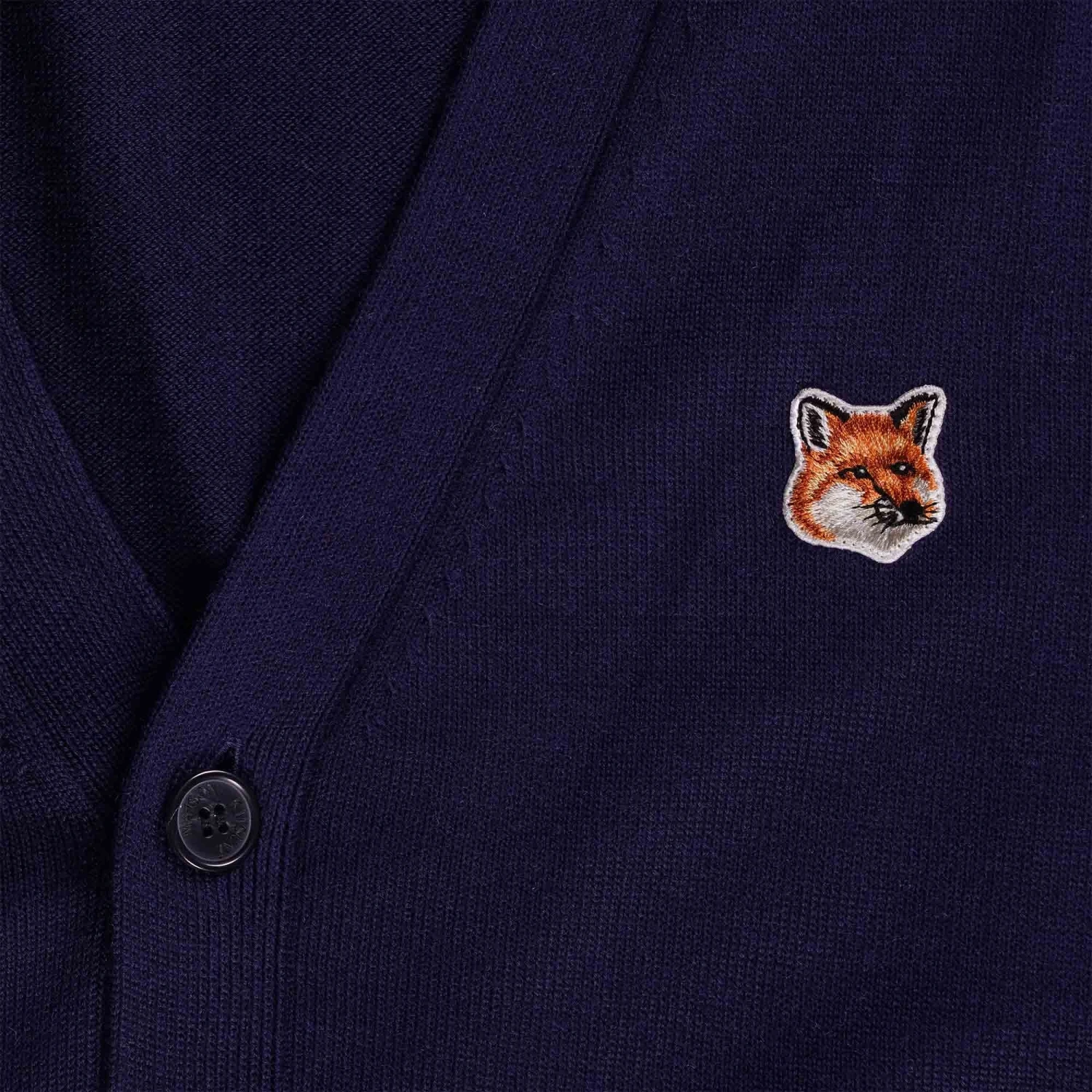 Maison Kitsune Fox Patch Classic Cardigan - Navy 3 Maison Kitsune Fox Patch Classic Cardigan - Navy - Image 3