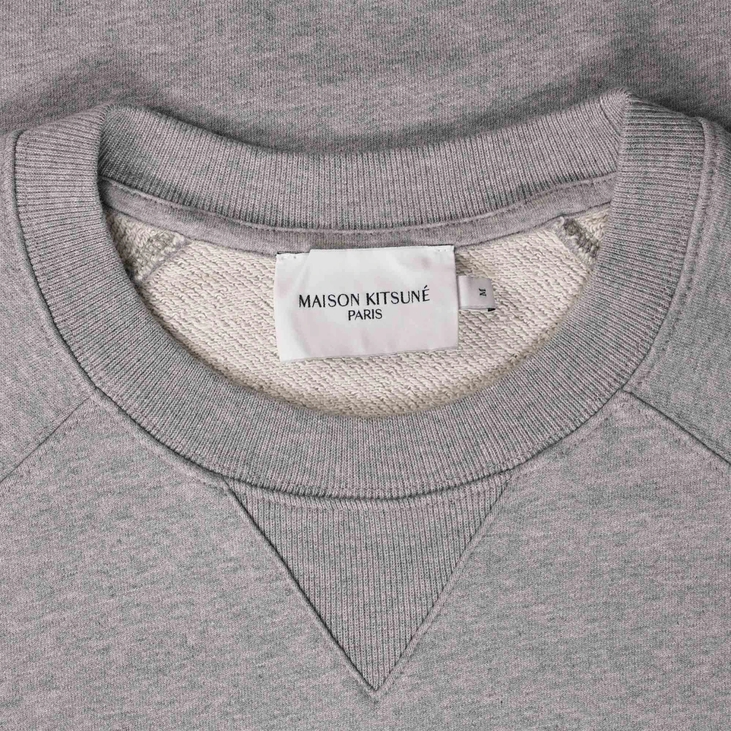 Maison Kitsune Grey Fox Head Patch Classic Sweatshirt - Grey Melange 2 Maison Kitsune Grey Fox Head Patch Classic Sweatshirt - Grey Melange - Image 2