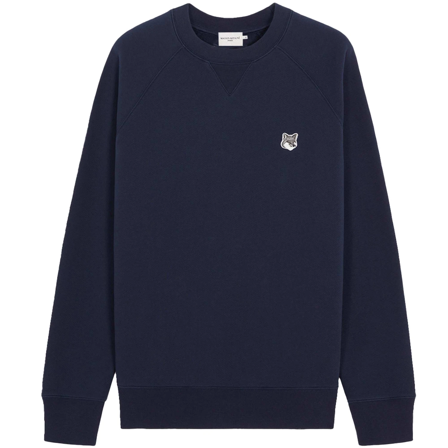 Maison Kitsune Grey Fox Head Patch Classic Sweatshirt - Navy 1 Maison Kitsune Grey Fox Head Patch Classic Sweatshirt - Navy