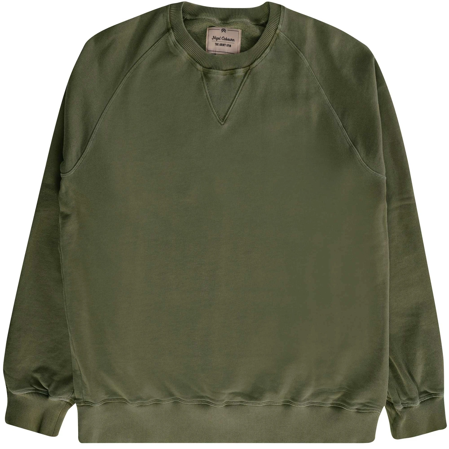 Nigel Cabourn Embroidered Arrow Crew - Green 1 Nigel Cabourn Embroidered Arrow Crew - Green