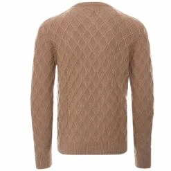 None Of The Above Diamond Textured Jumper - Camel -Stuarts Fashion Store none of the above diamond textured jumper camel p51469 694731 image