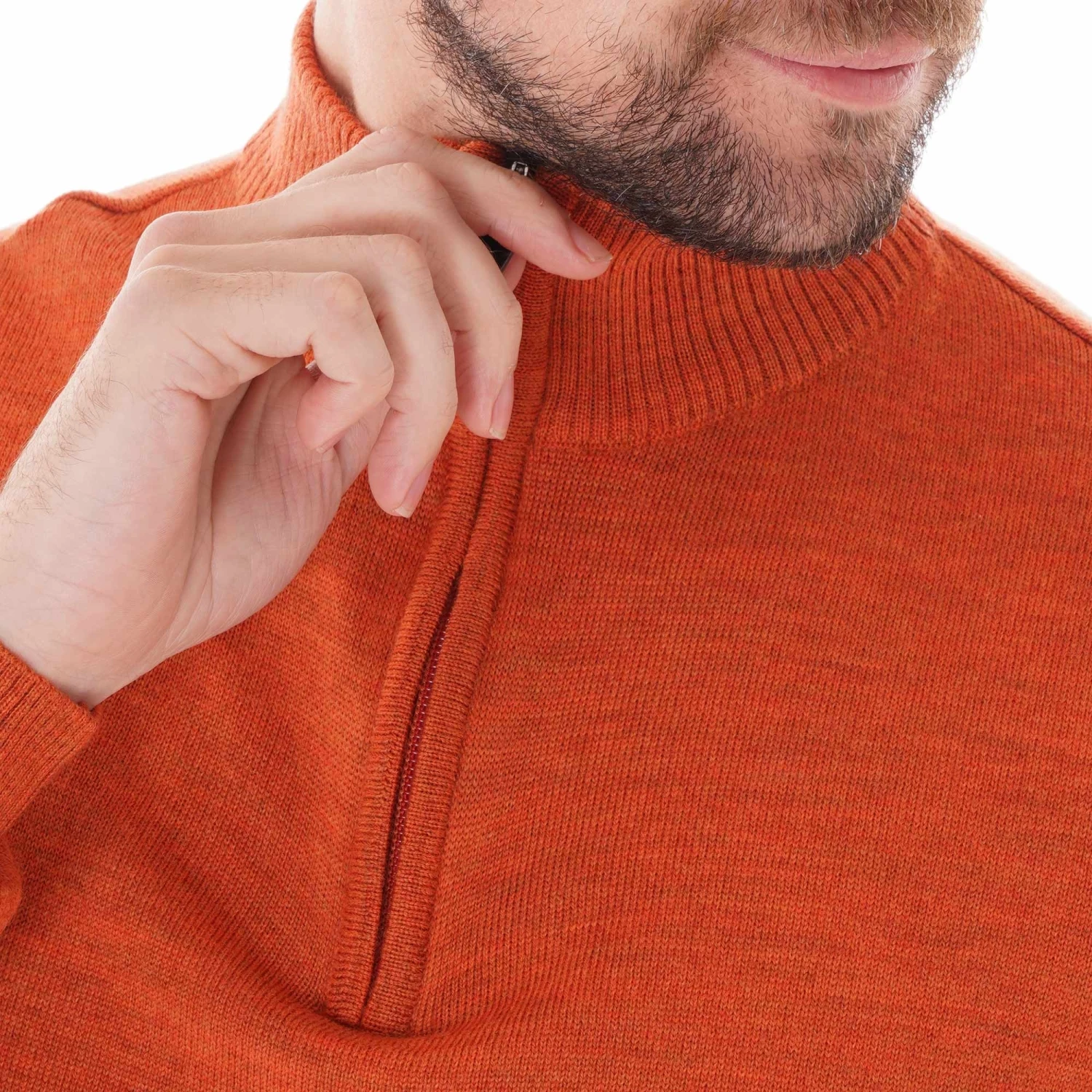 None Of The Above Knitted Half Zip - Orange 2 None Of The Above Knitted Half Zip - Orange - Image 2