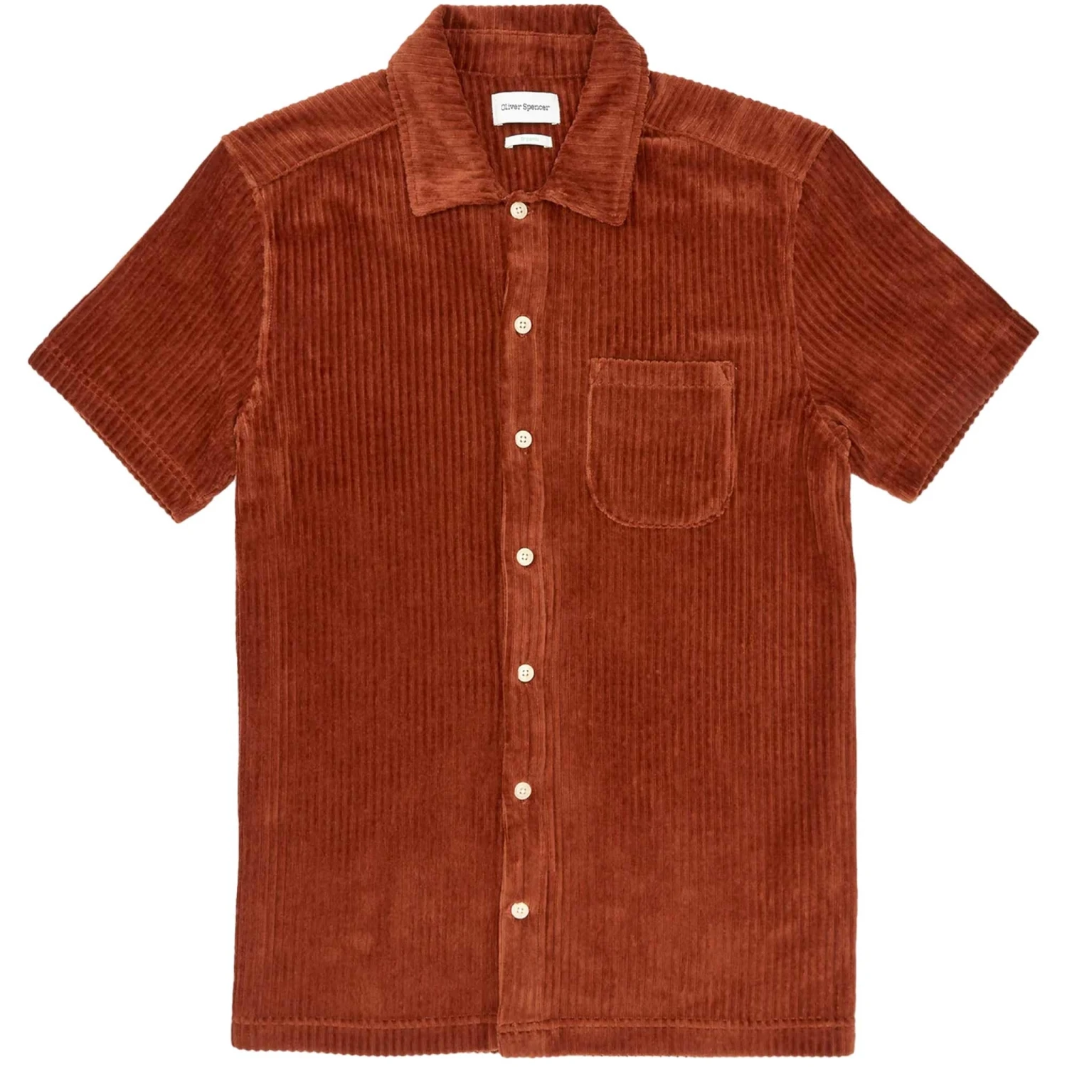 Oliver Spencer Riviera Short Sleeve Jersey Shirt - Burnt Orange 1 Oliver Spencer Riviera Short Sleeve Jersey Shirt - Burnt Orange