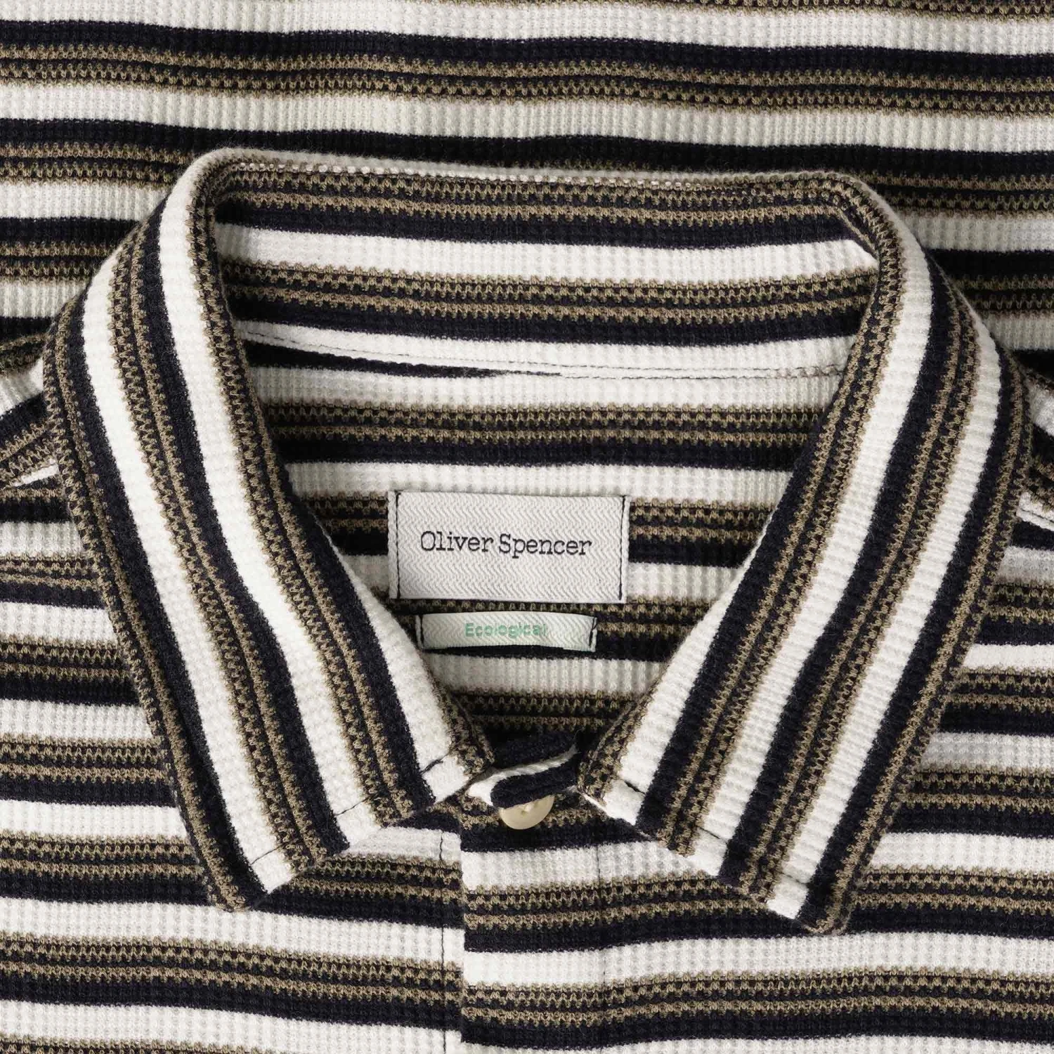 Oliver Spencer Riviera Short Sleeve Jersey Shirt - Cream/Navy 2 Oliver Spencer Riviera Short Sleeve Jersey Shirt - Cream/Navy - Image 2