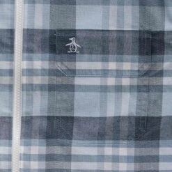Original Penguin Plaid Stretch Zip Shirt - Cerulean -Stuarts Fashion Store original penguin plaid stretch zip shirt cerulean p55479 815298 image