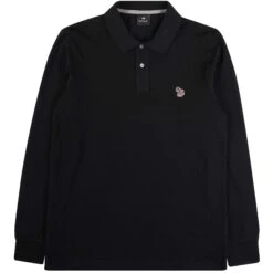 Paul Smith Long-Sleeve Zebra Logo Polo Shirt - Black