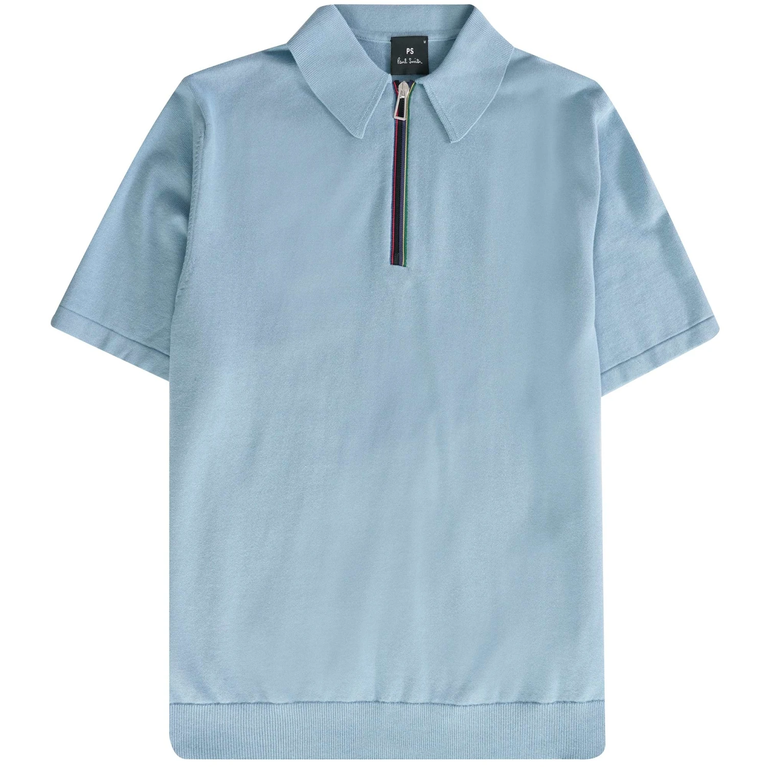 Paul Smith Short Sleeve Zipped Polo Shirt - Light Blue 1 Paul Smith Short Sleeve Zipped Polo Shirt - Light Blue