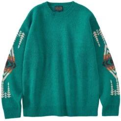 Pendleton Woolen Mills Crewneck Wool Pullover - Turquoise Harding