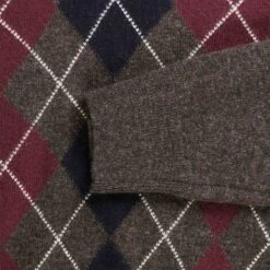 Pringle Of Scotland V Neck Argyle Jumper - Dark Brown -Stuarts Fashion Store pringle of scotland v neck argyle jumper dark brown p59527 879473 image