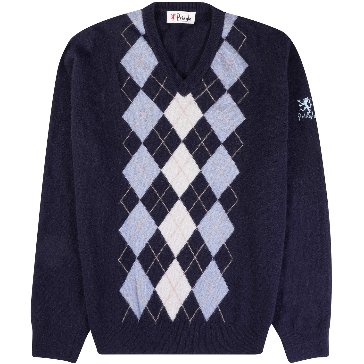 Pringle Of Scotland V Neck Argyle Jumper - Navy 1 Pringle Of Scotland V Neck Argyle Jumper - Navy