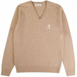 Pringle Of Scotland V Neck Jumper - Camel