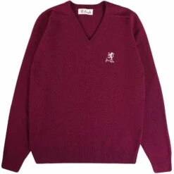 Pringle Of Scotland V Neck Jumper - Claret