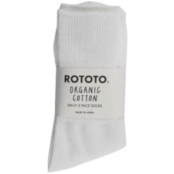 RoToTo Socks Organic Daily 3 Pack Ribbed Crew Socks - White