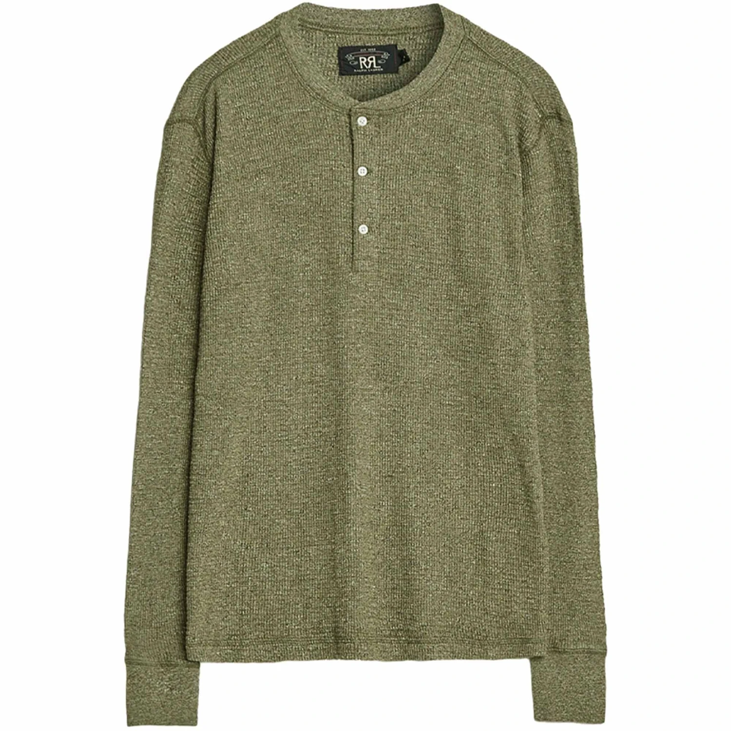 RRL By Ralph Lauren Waffle-Knit Henley Shirt - Green Heather 1 RRL By Ralph Lauren Waffle-Knit Henley Shirt - Green Heather
