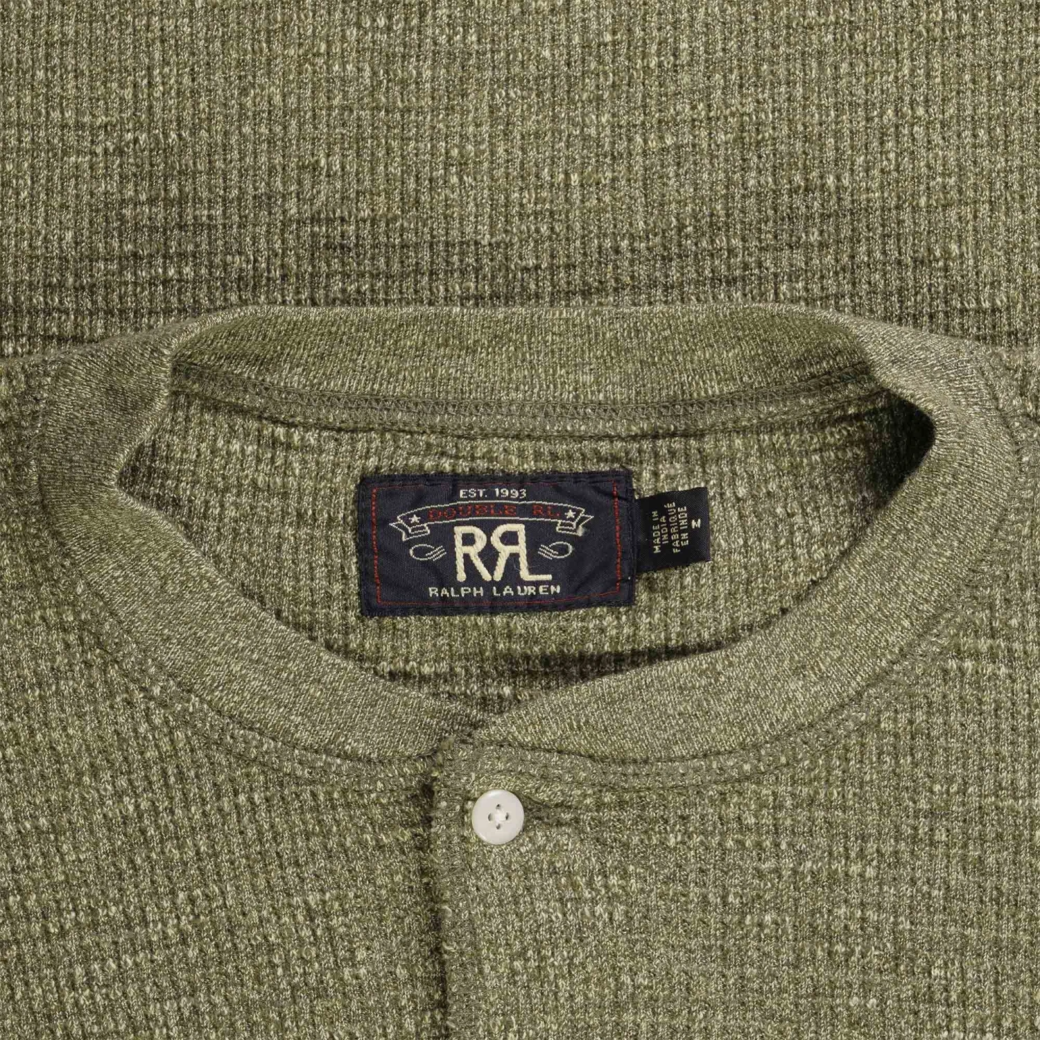 RRL By Ralph Lauren Waffle-Knit Henley Shirt - Green Heather 2 RRL By Ralph Lauren Waffle-Knit Henley Shirt - Green Heather - Image 2