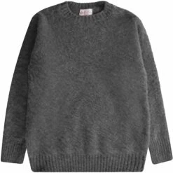 Shetland Woollen Co. Shaggy Crew Knit - Heron