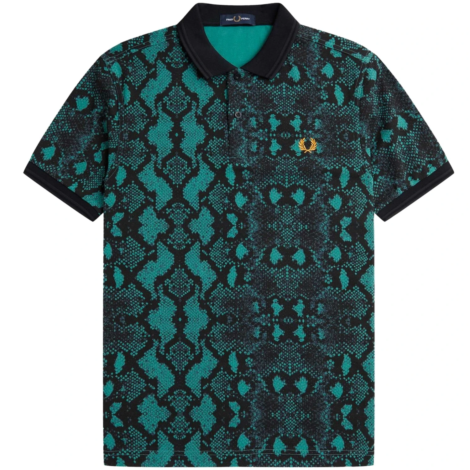 Fred Perry Snake Print Fred Perry Shirt - Deep Mint 1 Fred Perry Snake Print Fred Perry Shirt - Deep Mint