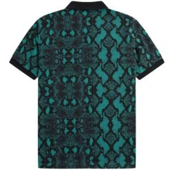 Fred Perry Snake Print Fred Perry Shirt - Deep Mint 7 Fred Perry Snake Print Fred Perry Shirt - Deep Mint -Stuarts Fashion Store snake print fred perry shirt deep mint p60982 903864 image