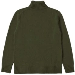 Universal Works Eco Wool Roll Neck Knit - Olive -Stuarts Fashion Store universal works eco wool roll neck knit olive p59706 883423 image