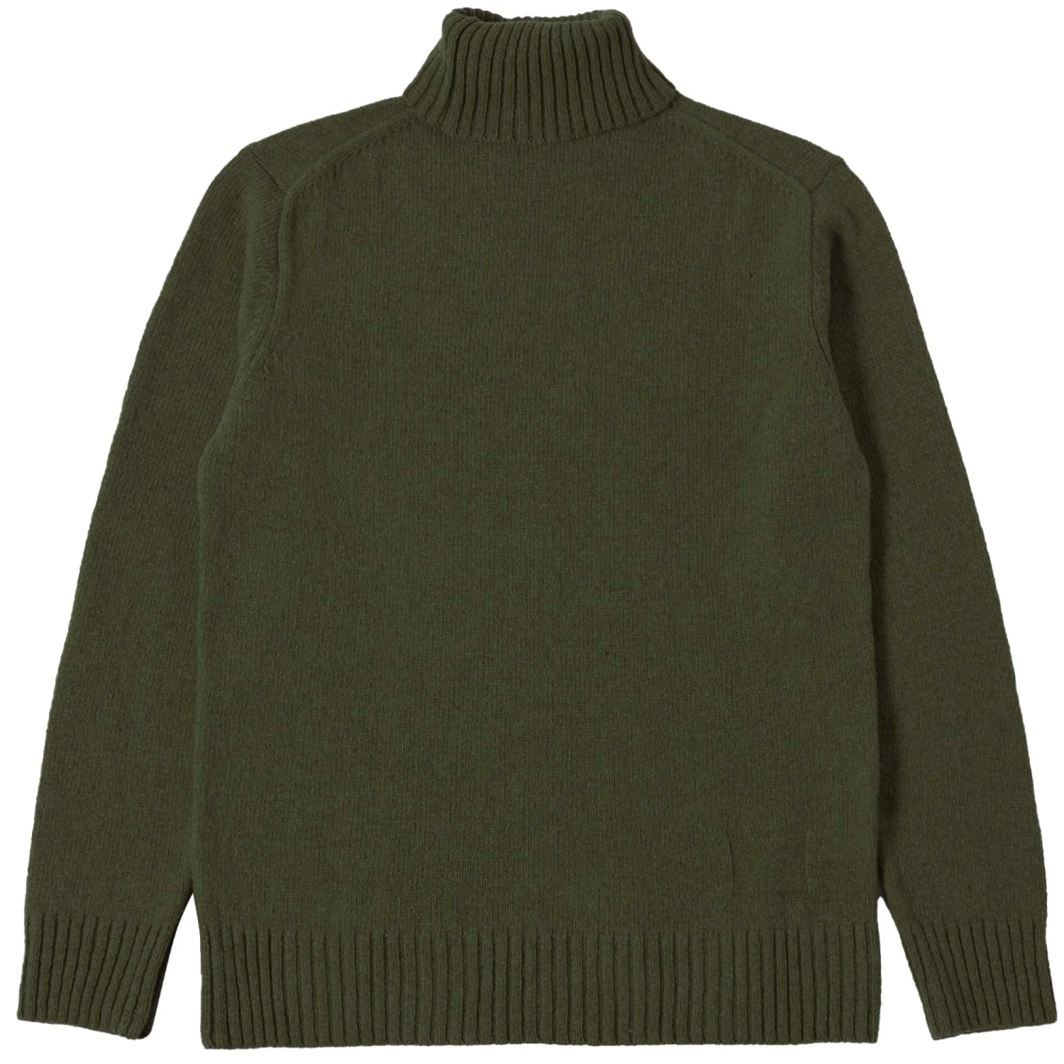 Universal Works Eco Wool Roll Neck Knit - Olive 3 Universal Works Eco Wool Roll Neck Knit - Olive - Image 3
