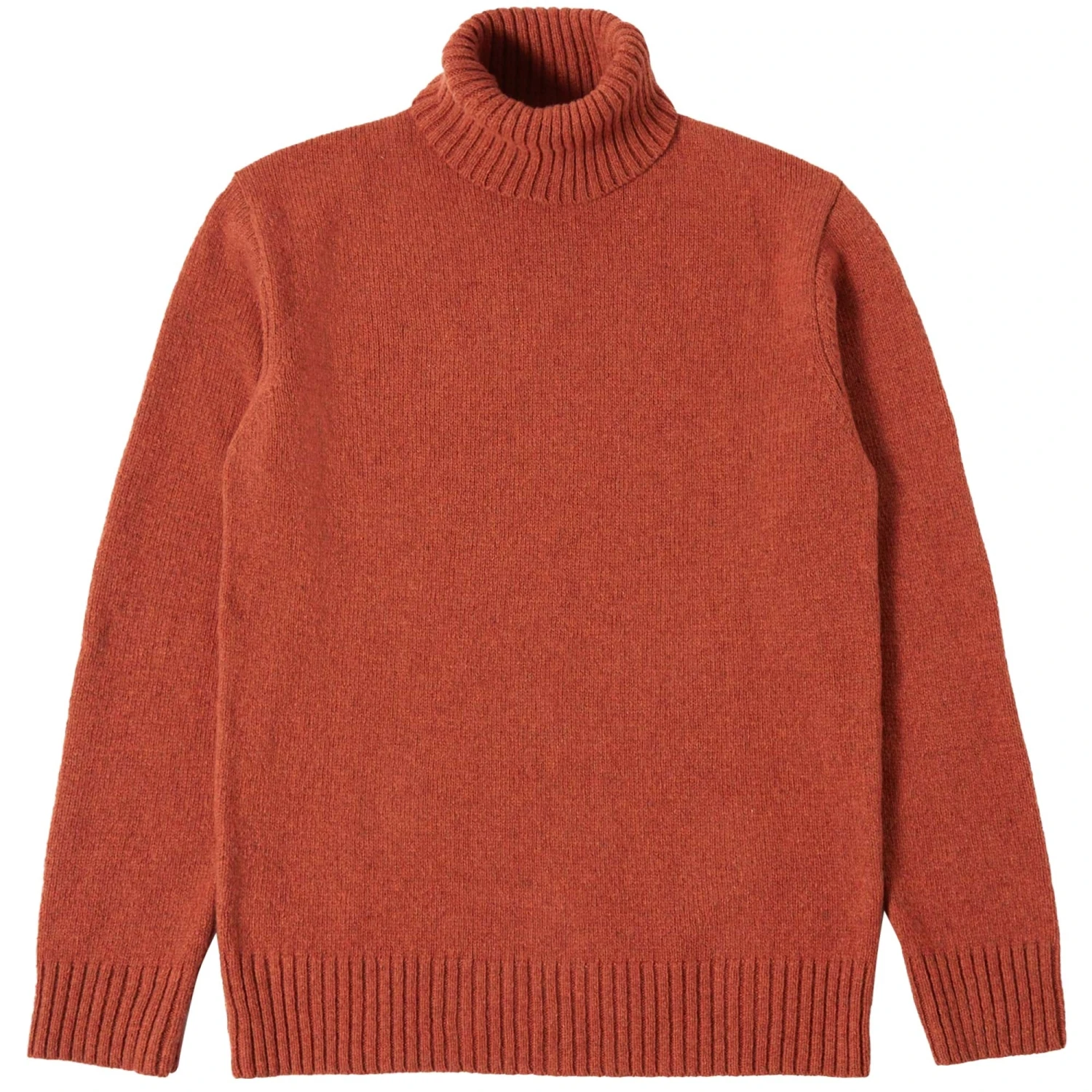 Universal Works Eco Wool Roll Neck Knit - Rust 1 Universal Works Eco Wool Roll Neck Knit - Rust