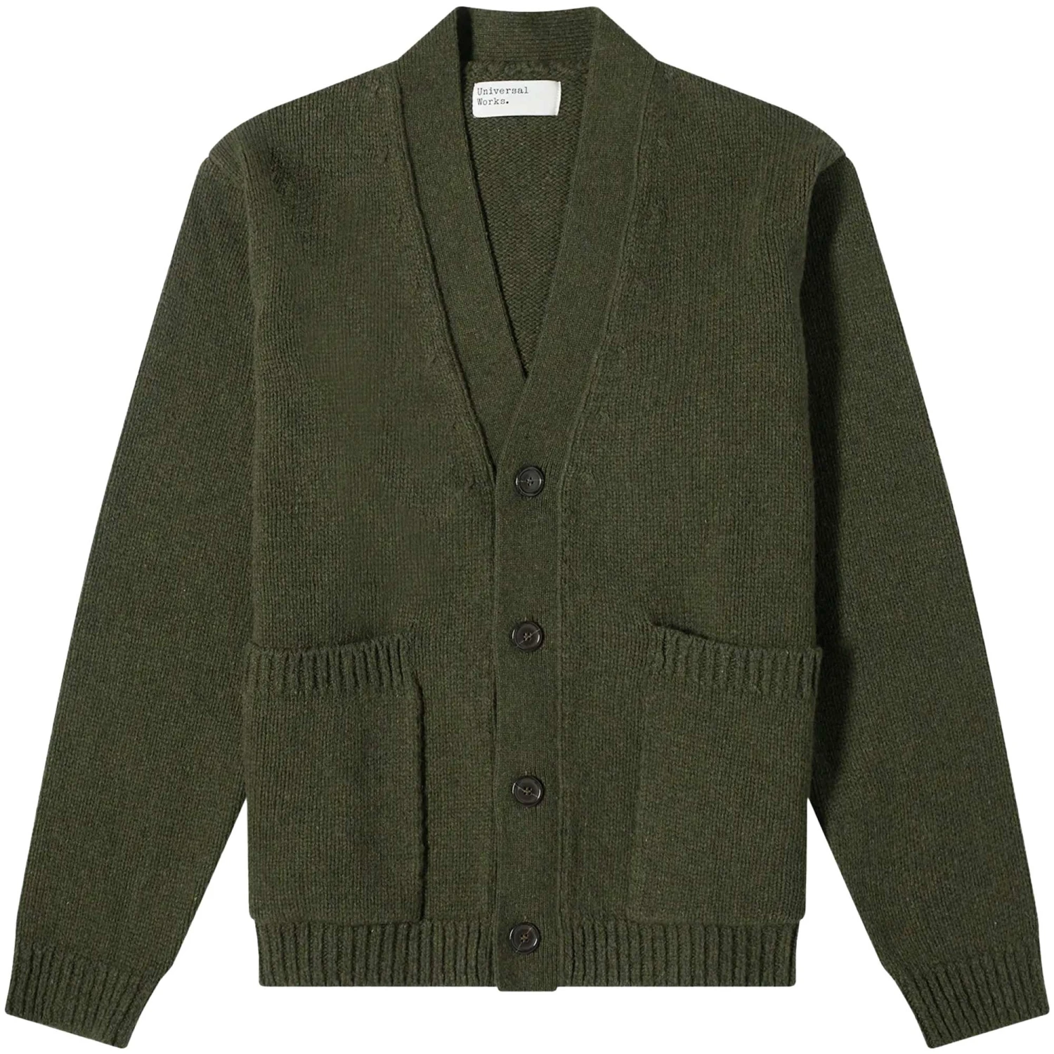 Universal Works Langdale Cardigan - Olive 1 Universal Works Langdale Cardigan - Olive