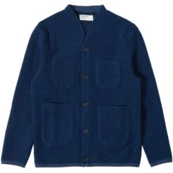 Universal Works Wool Fleece Cardigan - Indigo