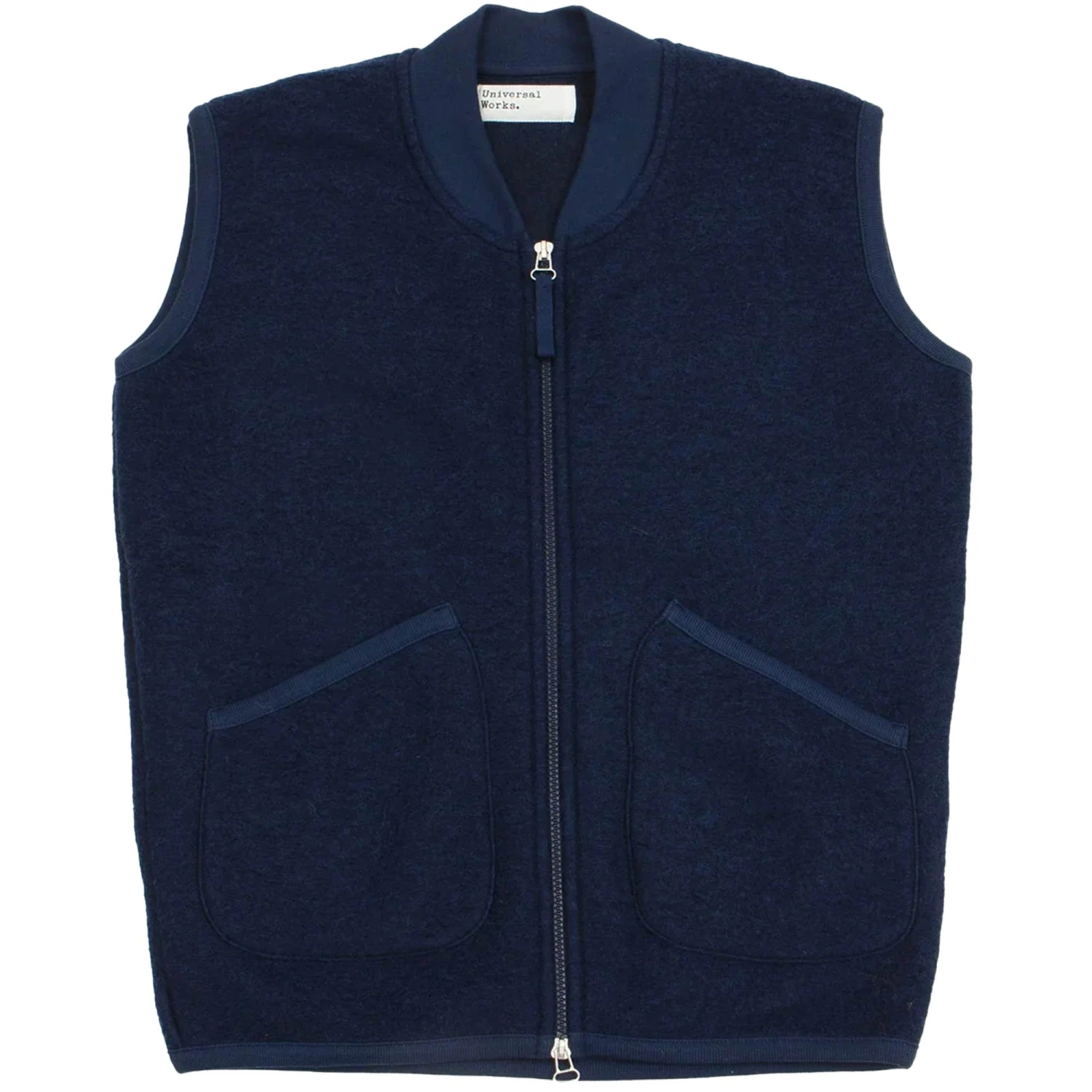 Universal Works Zip Waistcoat - Indigo 1 Universal Works Zip Waistcoat - Indigo